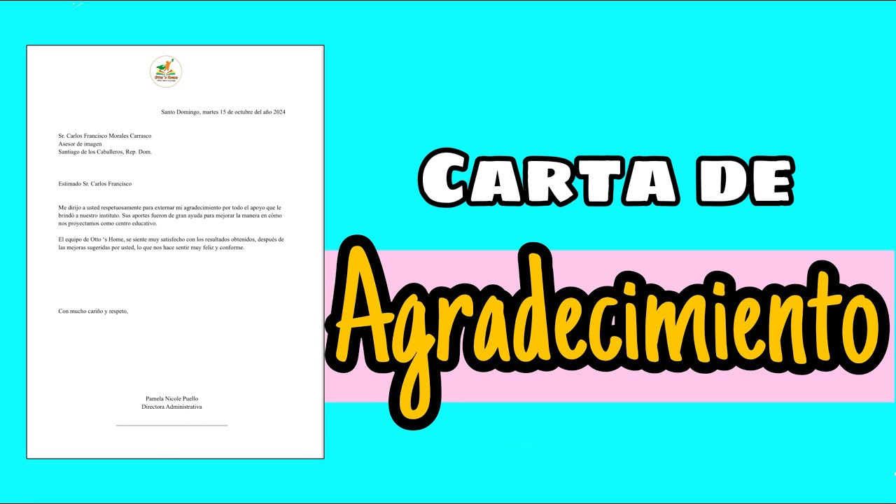 carta de agradecimiento a una persona