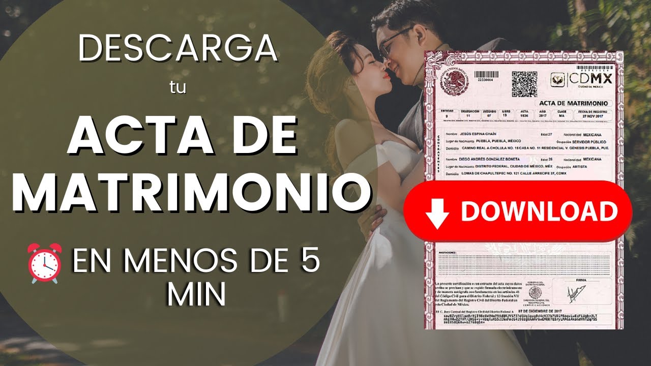 copia certificada de acta de matrimonio estado de méxico